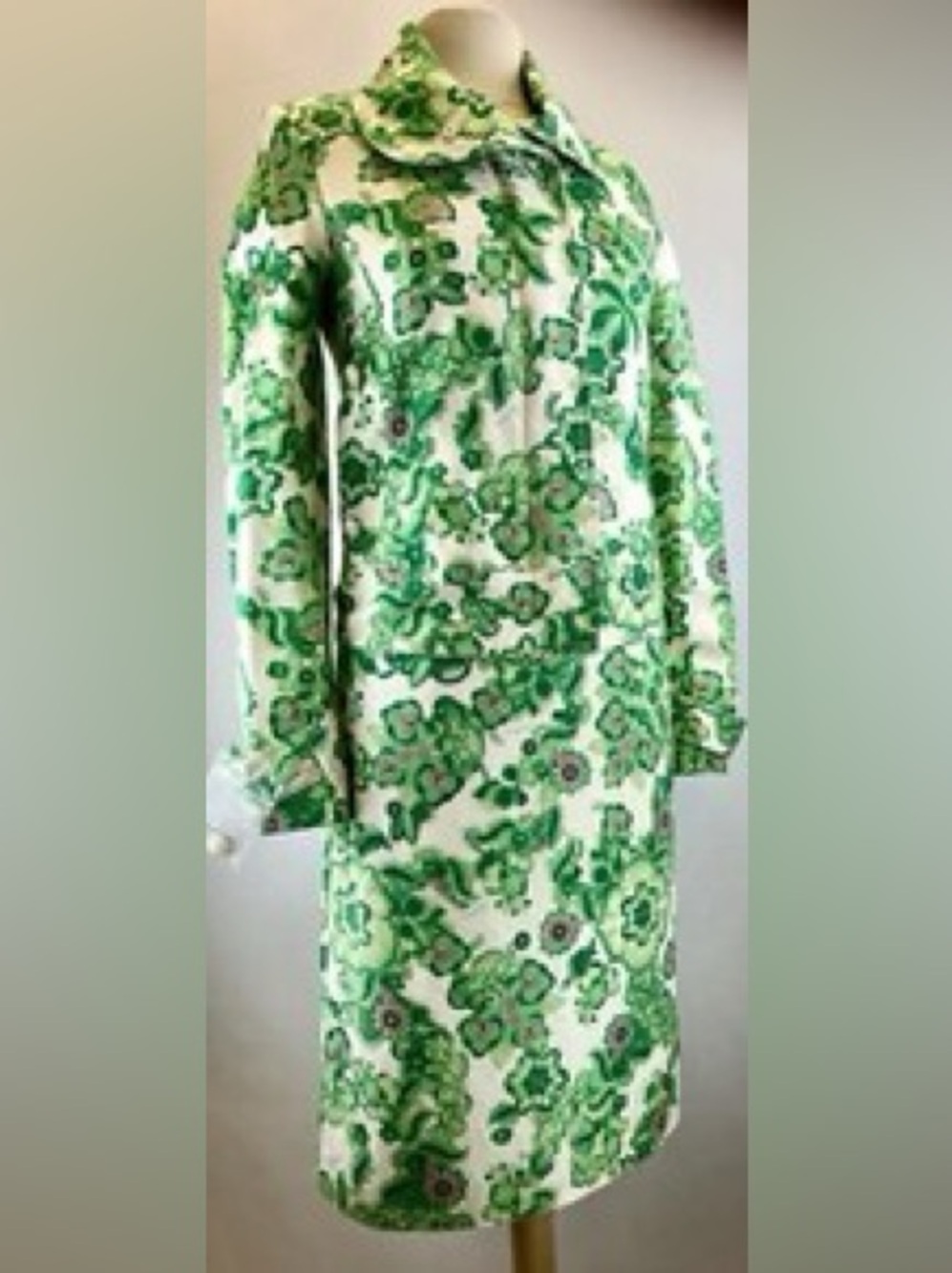 Burberry Green Floral Zip-Front Suit Set 1990s vintage skirt jacket 4 6 8